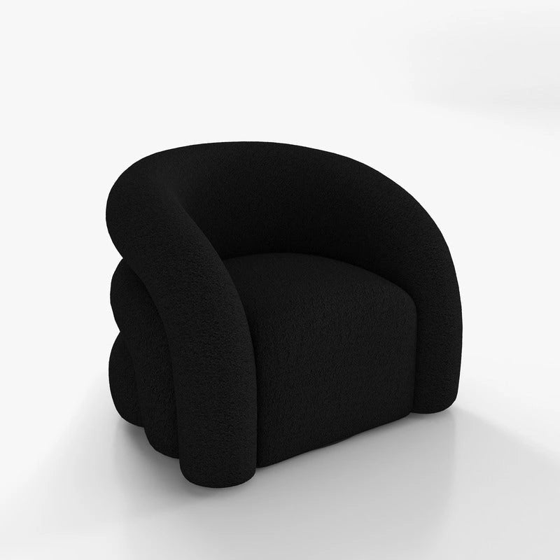 Modern Glam 360 Degree Swivel Teddy Upholstered Accent Armchair with Tufted Back