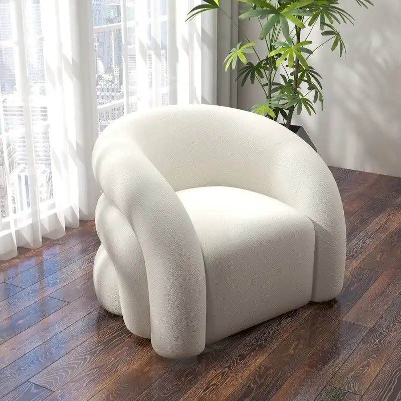 Modern Glam 360 Degree Swivel Teddy Upholstered Accent Armchair with Tufted Back