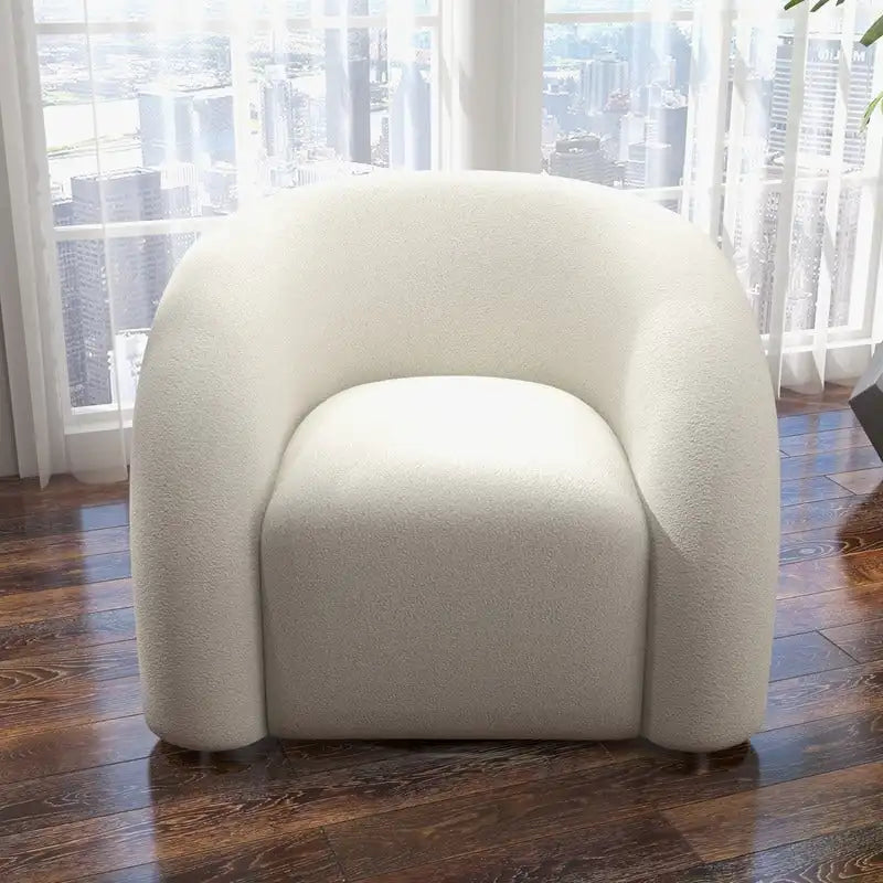Modern Glam 360 Degree Swivel Teddy Upholstered Accent Armchair with Tufted Back
