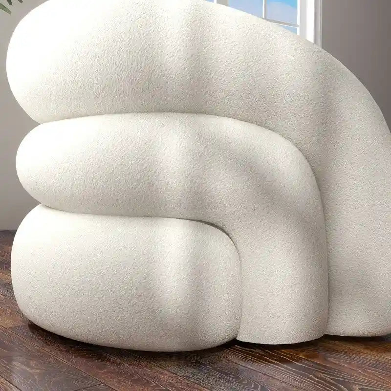 Modern Glam 360 Degree Swivel Teddy Upholstered Accent Armchair with Tufted Back