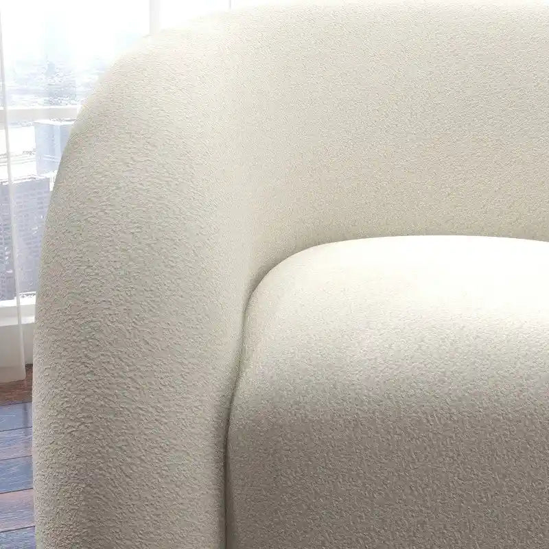 Modern Glam 360 Degree Swivel Teddy Upholstered Accent Armchair with Tufted Back