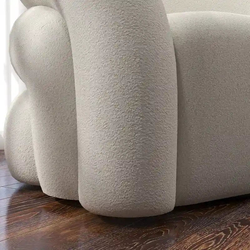 Modern Glam 360 Degree Swivel Teddy Upholstered Accent Armchair with Tufted Back