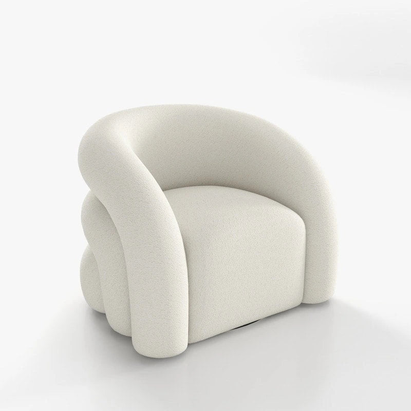 Modern Glam 360 Degree Swivel Teddy Upholstered Accent Armchair with Tufted Back
