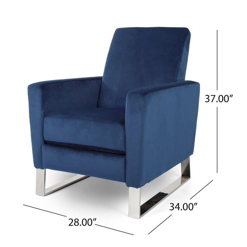 Moderne fluwelen loungestoel (met stalen poten)