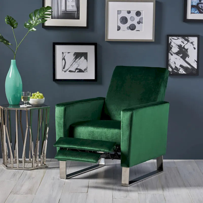 Fauteuil lounge moderne en velours (avec pieds en acier)