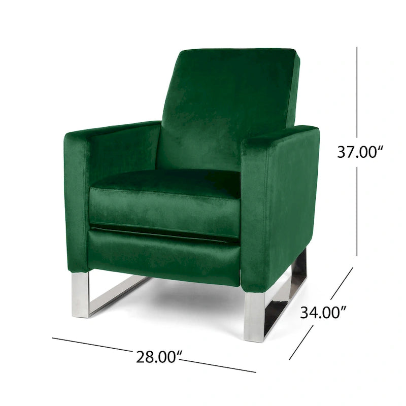 Moderne fluwelen loungestoel (met stalen poten)