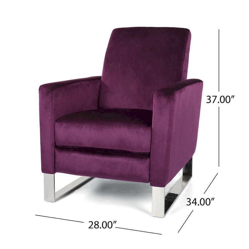 Moderne fluwelen loungestoel (met stalen poten)