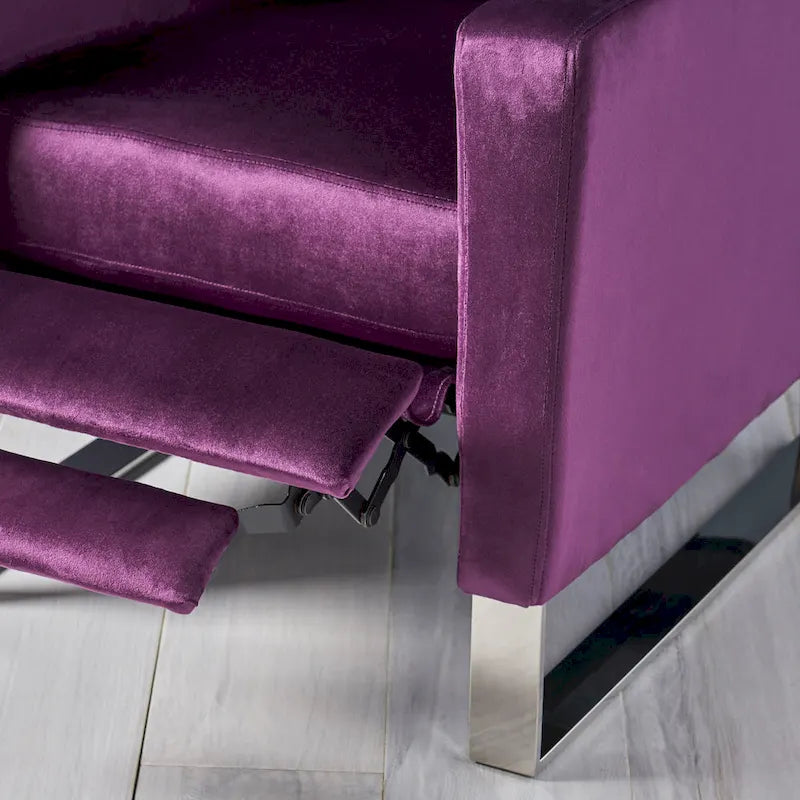 Moderne fluwelen loungestoel (met stalen poten)