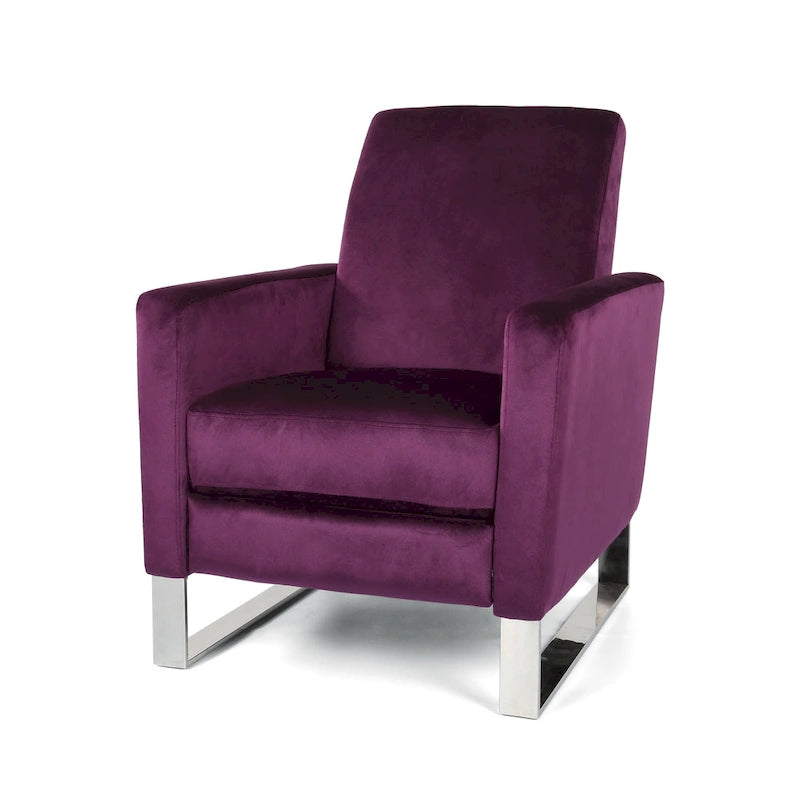 Moderne fluwelen loungestoel (met stalen poten)