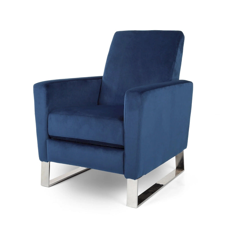 Moderne fluwelen loungestoel (met stalen poten)