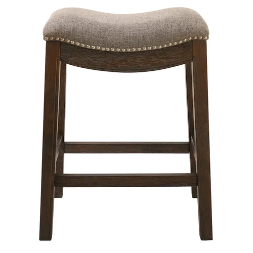26 Gray and Brown Fabric and Solid Wood Backless Counter Height Bar Chair