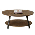 Oval Wood and Metal Coffee Table