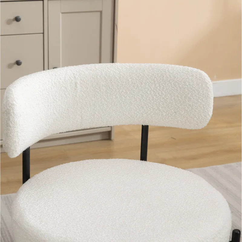 Chaises de salle à manger rondes modernes en bouclé, ensemble de 2