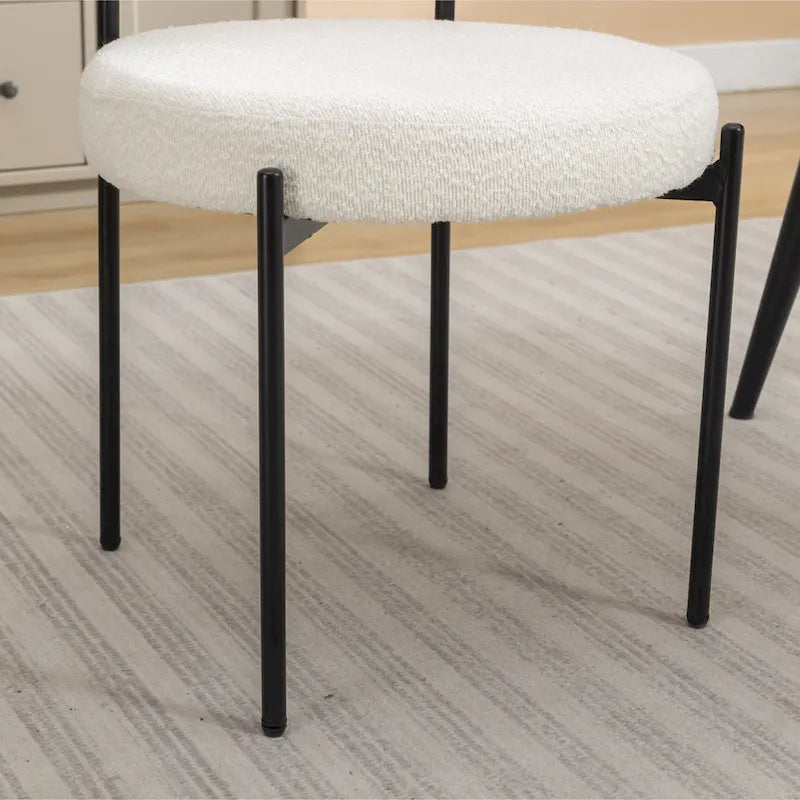 Modern Round Boucle Dining Chairs, Set of 2