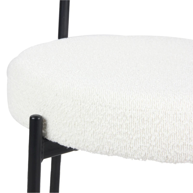 Modern Round Boucle Dining Chairs, Set of 2