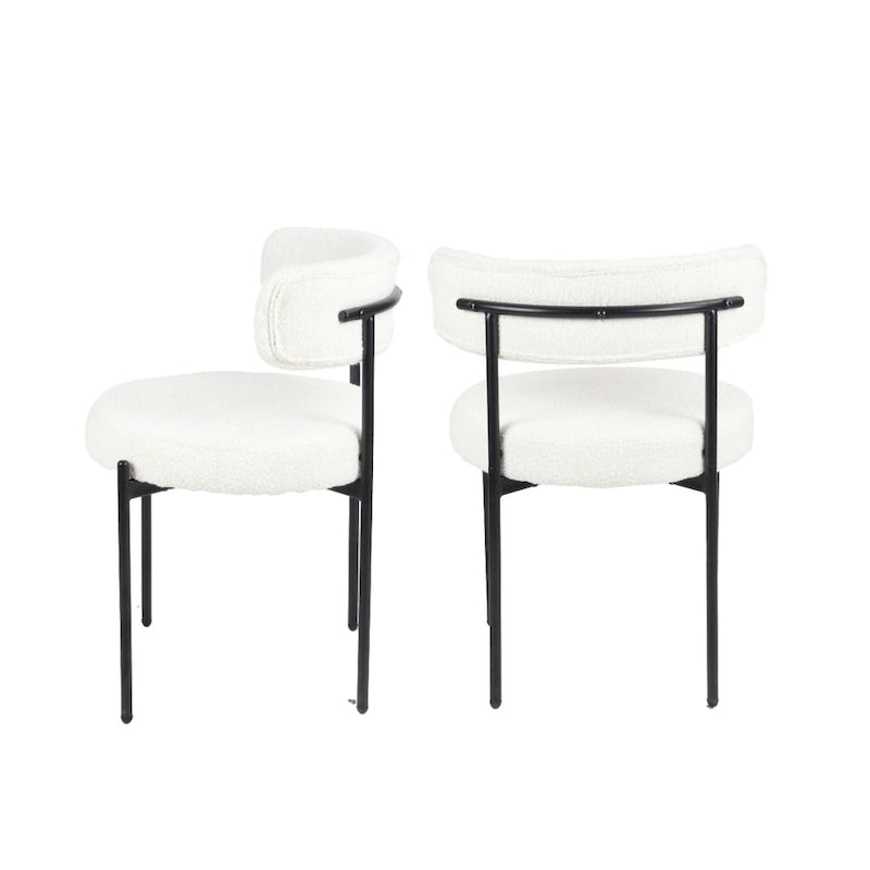 Modern Round Boucle Dining Chairs, Set of 2