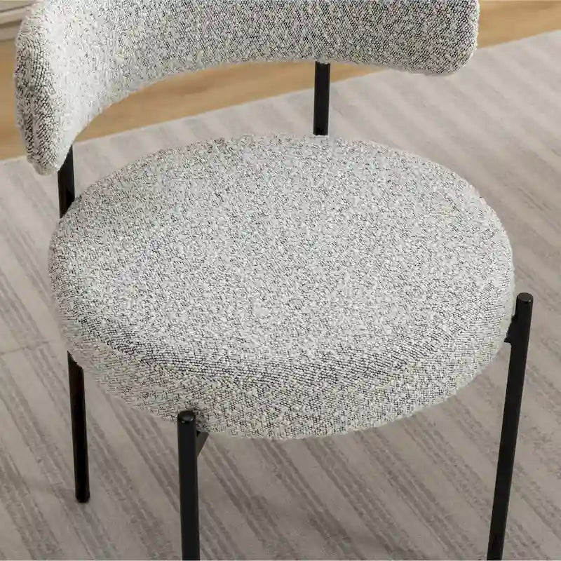 Modern Round Boucle Dining Chairs, Set of 2