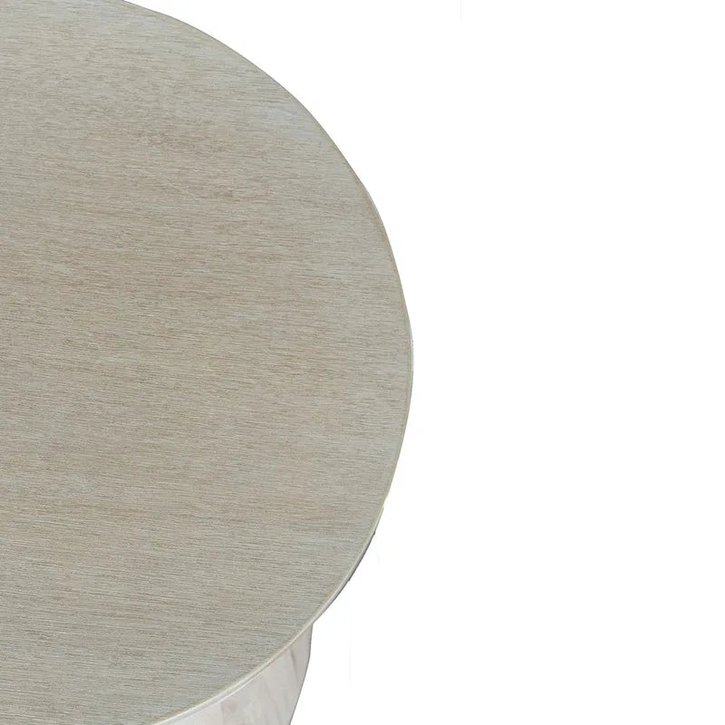 Sculpted Wood Drum Accent Table