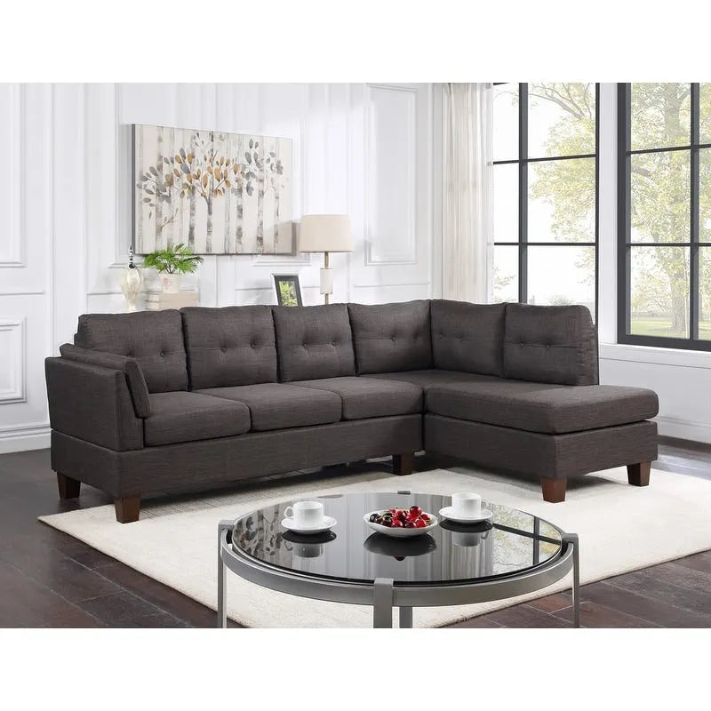 Dalia Linen Modern Sectional Sofa with Right Facing Chaise