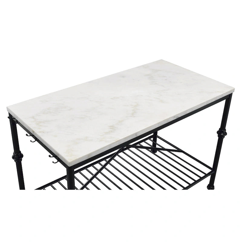 Moderne wit-gouden keukeneilandtafel van 58 inch breed met marmeren blad