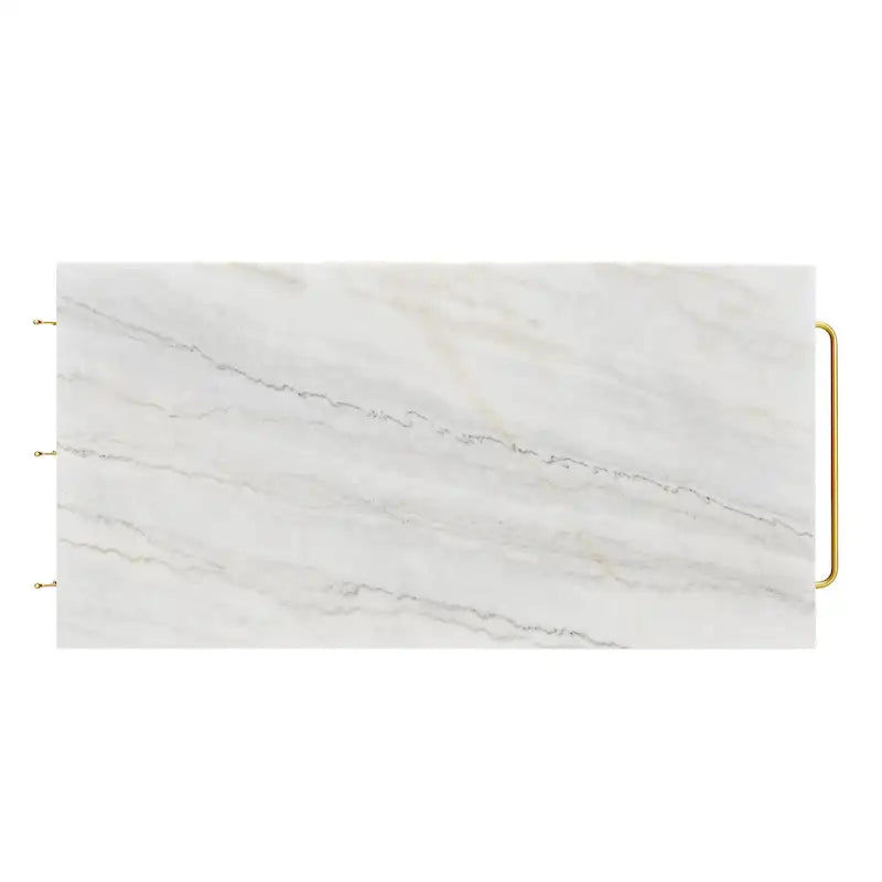 Moderne wit-gouden keukeneilandtafel van 58 inch breed met marmeren blad