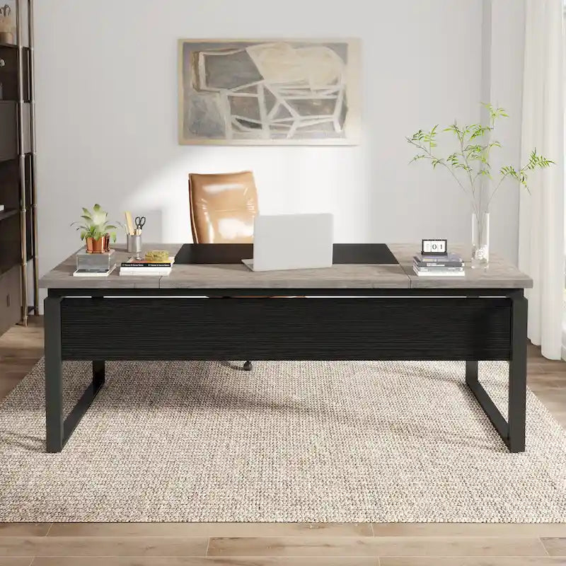 Bureau de direction en L avec caisson de classement