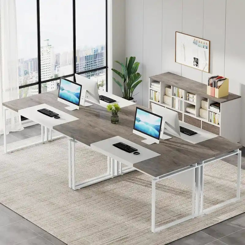 L-Shaped Executive Desk with File Cabinet