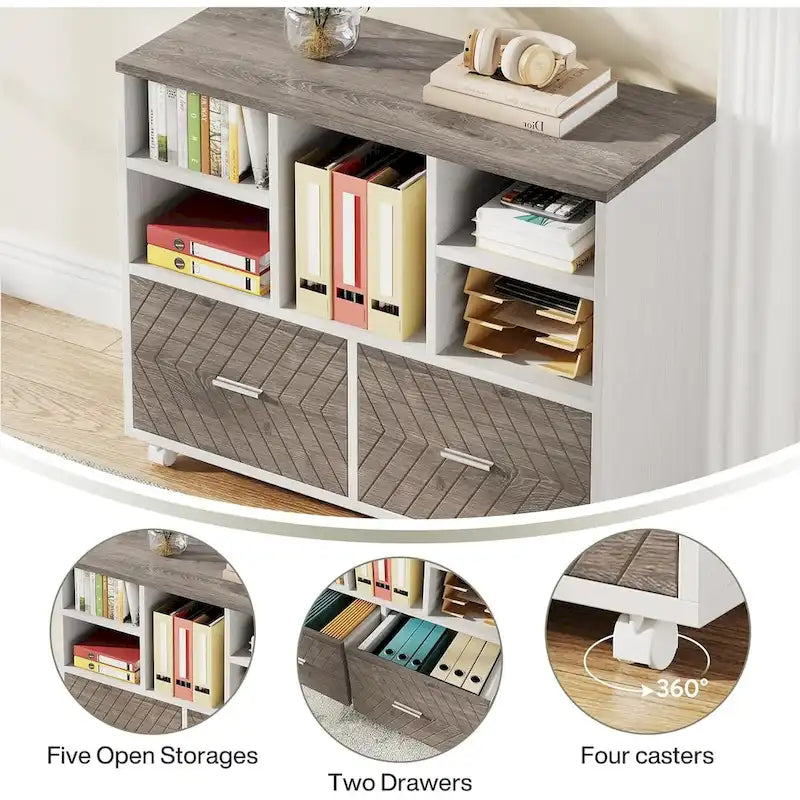 L-Shaped Executive Desk with File Cabinet
