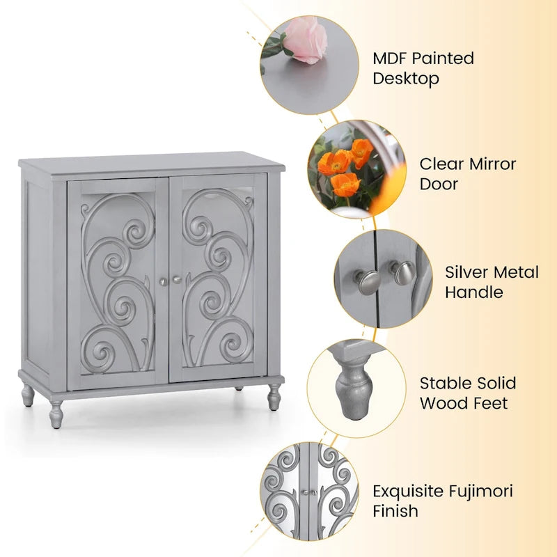 Armoire de rangement décorative avec miroir