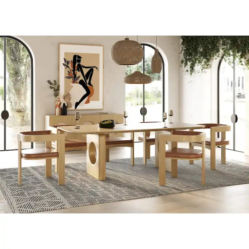 Table à manger moderne en chêne blanc