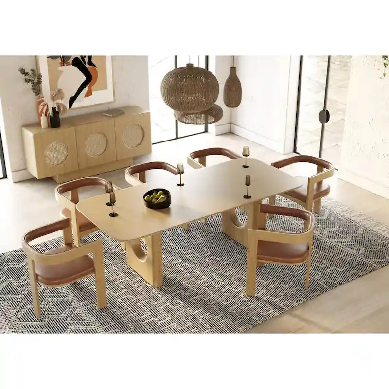 Table à manger moderne en chêne blanc