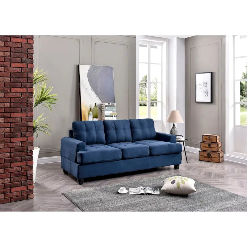 79 in. W Flared Arm Microfiber Straight Sofa - 34L x 79W x 36H