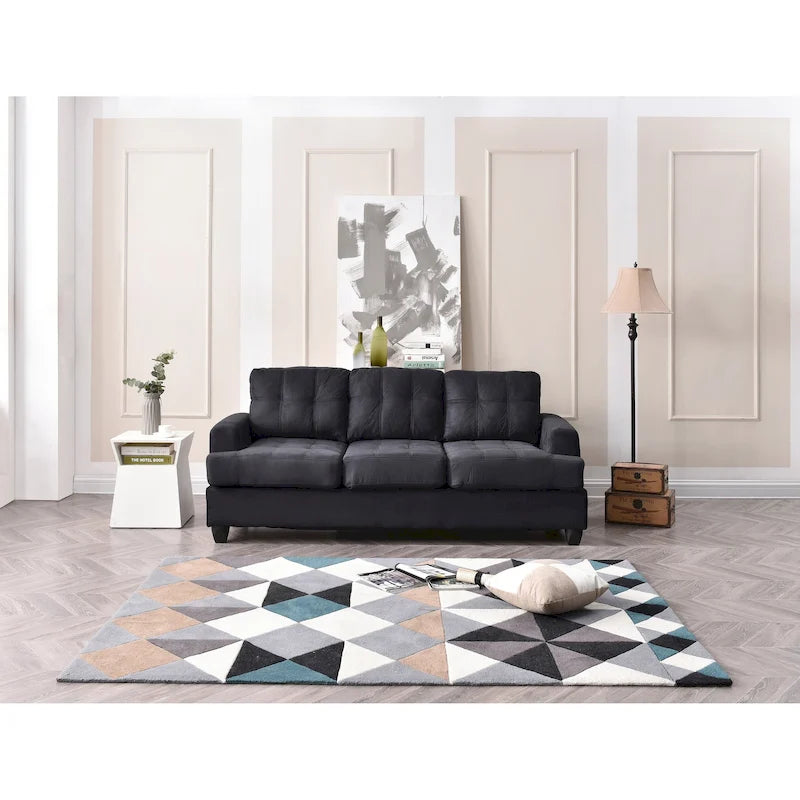 79 in. W Flared Arm Microfiber Straight Sofa - 34L x 79W x 36H