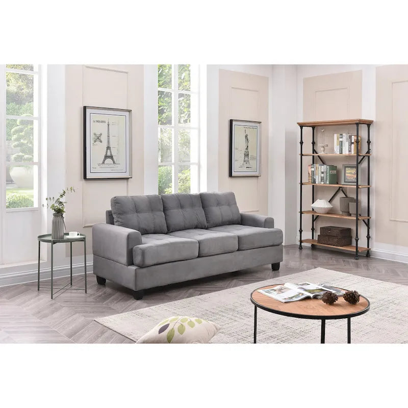 Canapé droit en microfibre à accoudoirs évasés, largeur de 79 in. - 34L x 79W x 36H
