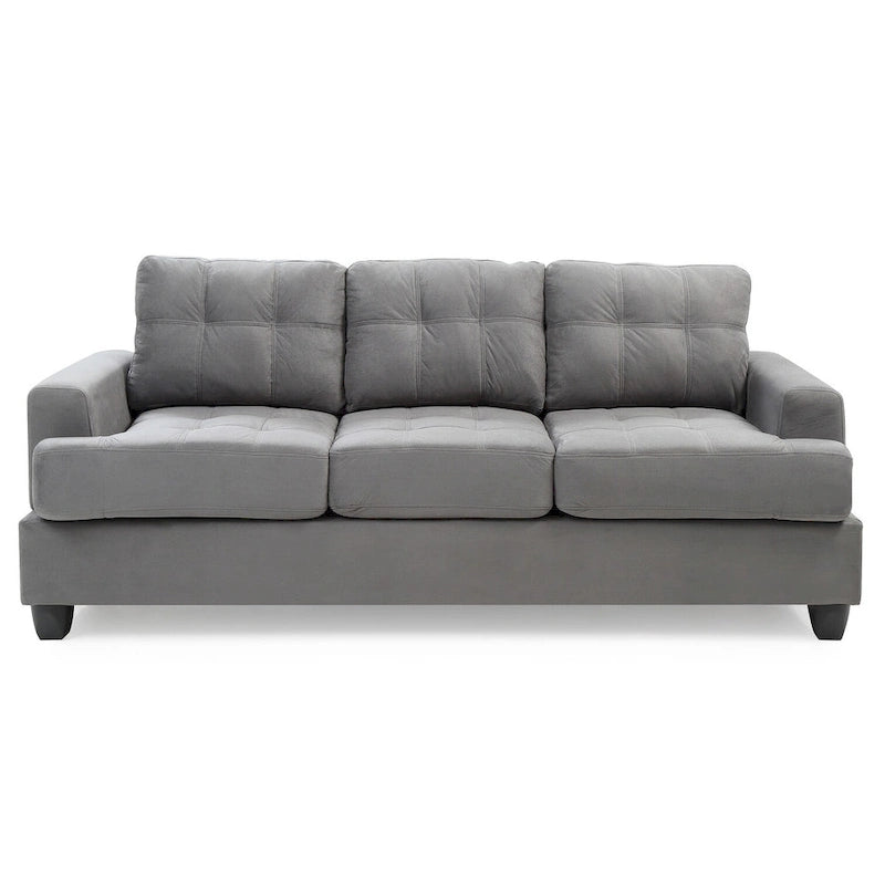 Canapé droit en microfibre à accoudoirs évasés, largeur de 79 in. - 34L x 79W x 36H