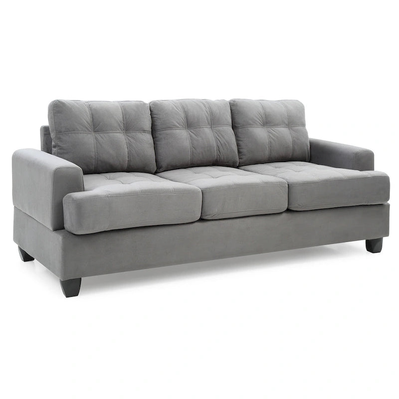 Canapé droit en microfibre à accoudoirs évasés, largeur de 79 in. - 34L x 79W x 36H