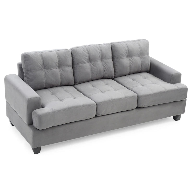 Canapé droit en microfibre à accoudoirs évasés, largeur de 79 in. - 34L x 79W x 36H