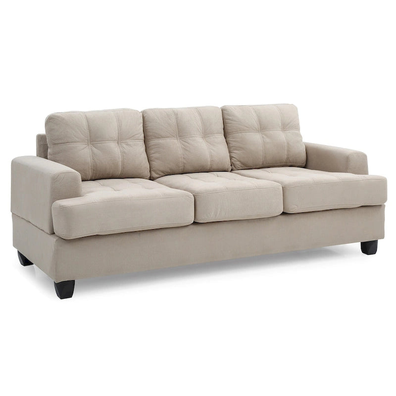 Canapé droit en microfibre à accoudoirs évasés, largeur de 79 in. - 34L x 79W x 36H
