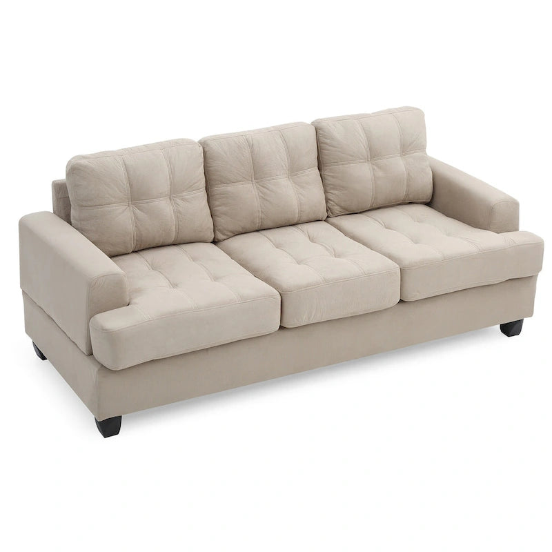 Canapé droit en microfibre à accoudoirs évasés, largeur de 79 in. - 34L x 79W x 36H