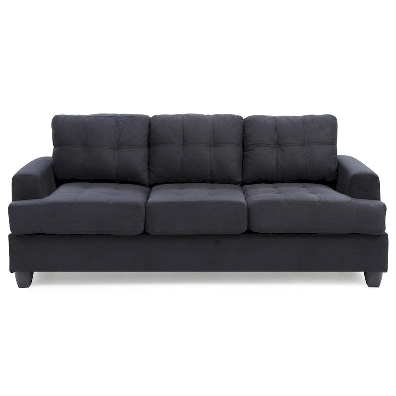 Canapé droit en microfibre à accoudoirs évasés, largeur de 79 in. - 34L x 79W x 36H