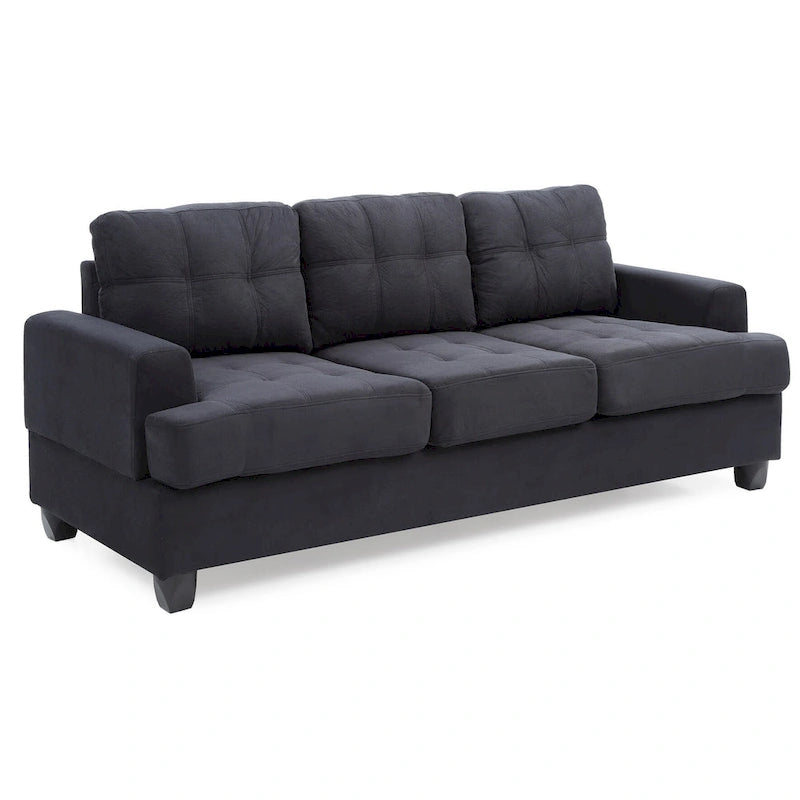 Canapé droit en microfibre à accoudoirs évasés, largeur de 79 in. - 34L x 79W x 36H