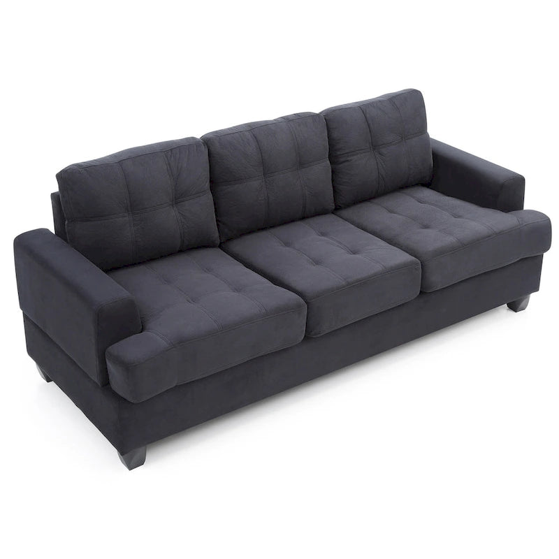 Canapé droit en microfibre à accoudoirs évasés, largeur de 79 in. - 34L x 79W x 36H