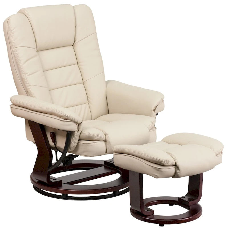 Fauteuil inclinable contemporain rembourré à positions multiples avec ottoman