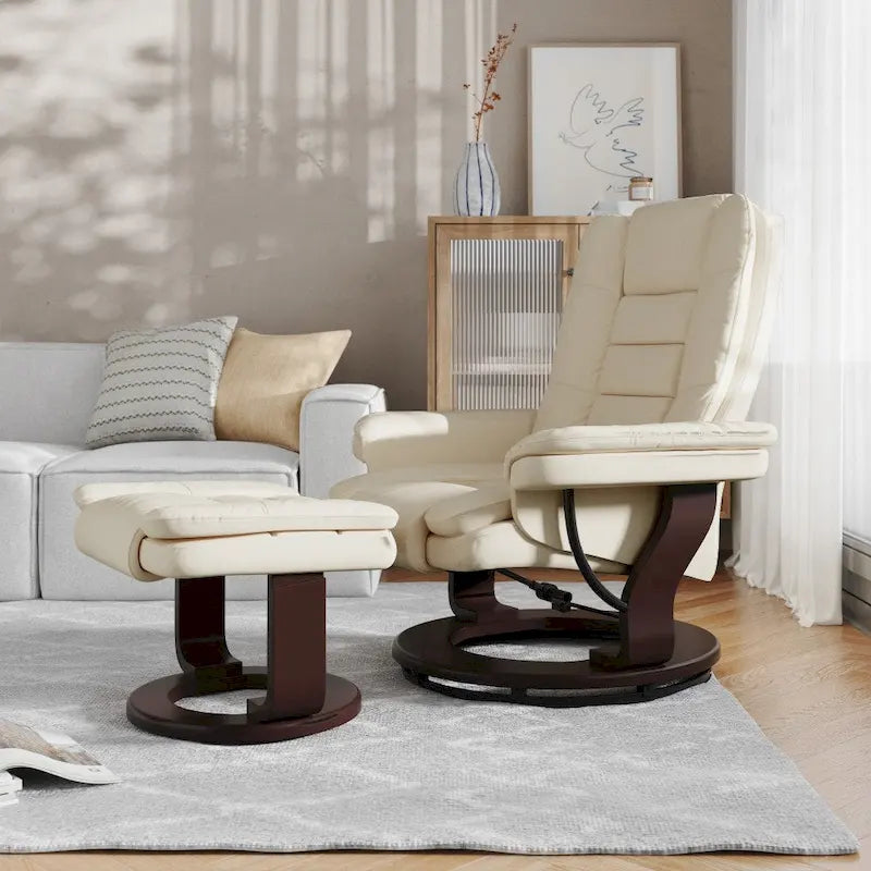 Fauteuil inclinable contemporain rembourré à positions multiples avec ottoman