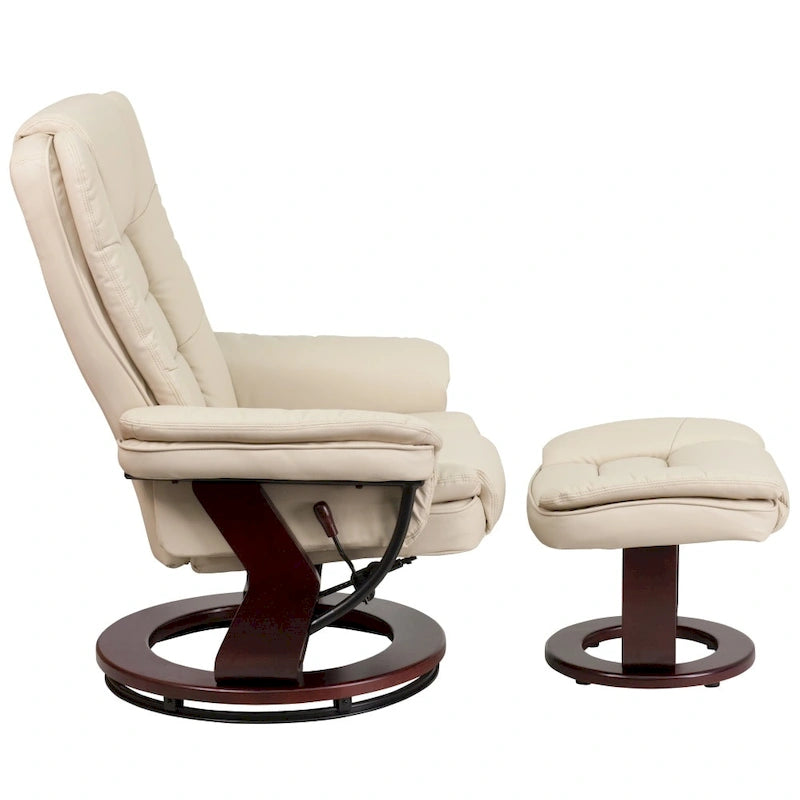 Contemporary Multi-Position Upholstered Recliner Chair with Ottoman