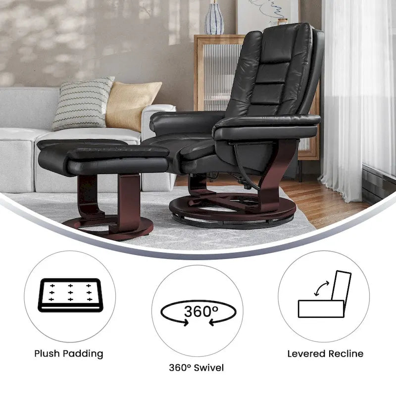 Contemporary Multi-Position Upholstered Recliner Chair with Ottoman