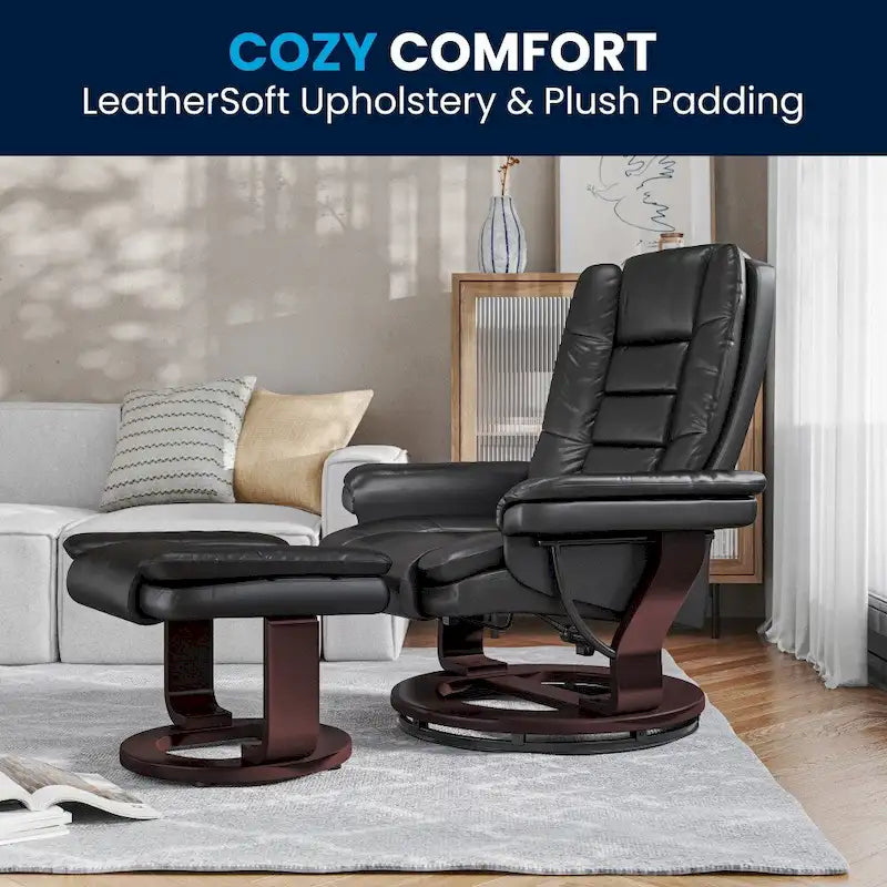 Contemporary Multi-Position Upholstered Recliner Chair with Ottoman