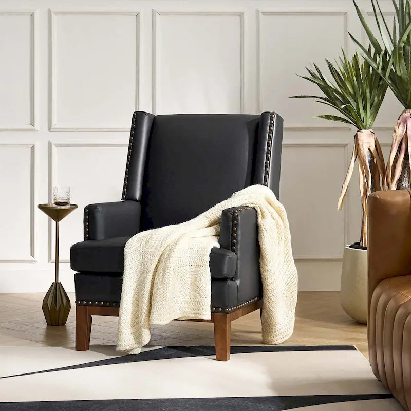 Fauteuil avec cadre en bois massif et coussin d'assise amovible