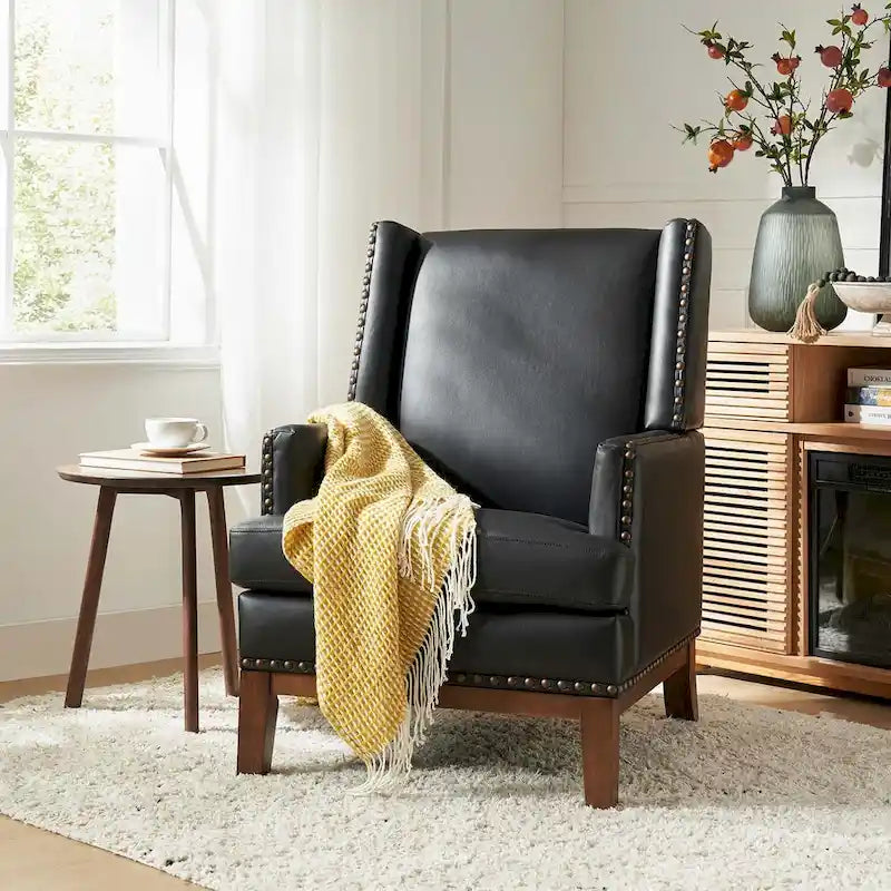 Armchair with Solid Wood Frame and Removable Seat Cushion