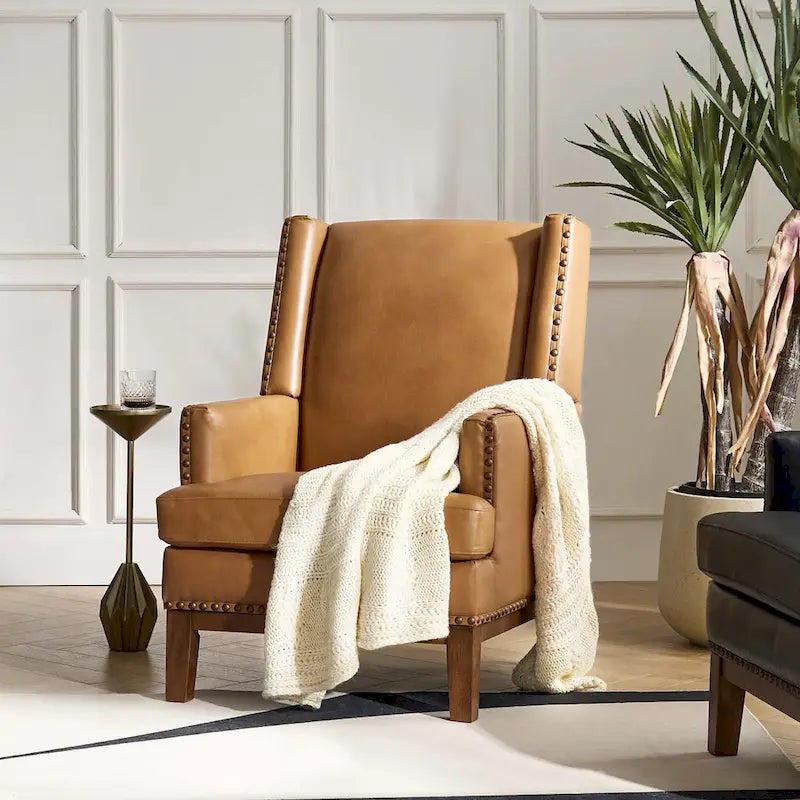Armchair with Solid Wood Frame and Removable Seat Cushion